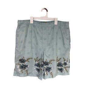 Coconut pier Collection Hawaiian Floral Swim Elastic Waist Drawstring Lining Sz